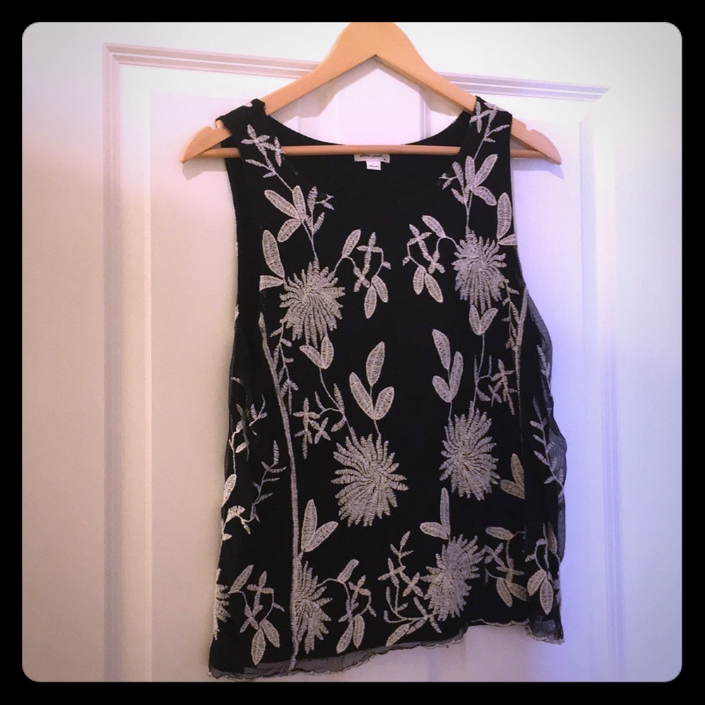 Black and white shell blouse